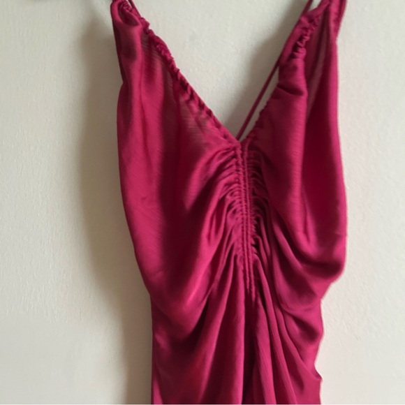 Intimately Free People Sz XL Nothing Better Pink Raspberry Midi Satin Slip Dress - Picture 6 of 16